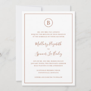 Monogram Terracotta Elegant Wedding Invitation