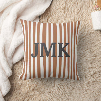 Monogram Terracotta Modern Stripes Minimalist  Cushion