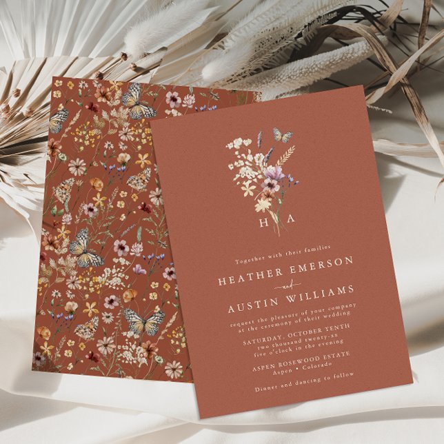 Monogram Terracotta Wedding Invitation (Creator Uploaded)