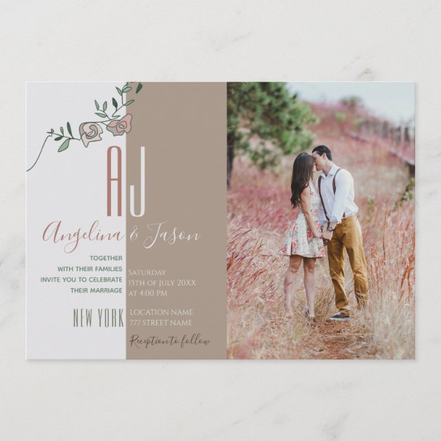 Monogram Terracotta Wedding Invitation (Front)