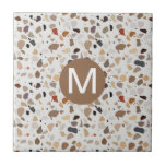 Monogram Terrazzo Modern Stone look  Ceramic Tile<br><div class="desc">This design may be personalised by choosing the customise option to add text or make other changes. If this product has the option to transfer the design to another item, please make sure to adjust the design to fit if needed. Contact me at colorflowcreations@gmail.com if you wish to have this...</div>