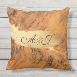 Monogram Texas Long Horn Animal Fur Print Chic Cushion