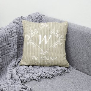 Monogram Text Rustic Farmhouse Family Cushion