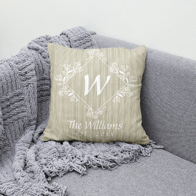 Monogram Text Rustic Farmhouse Family Cushion (Creator Uploaded)