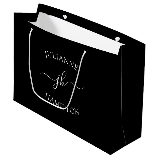 Monogram Text Template Large Gift Bag (Front Angled)