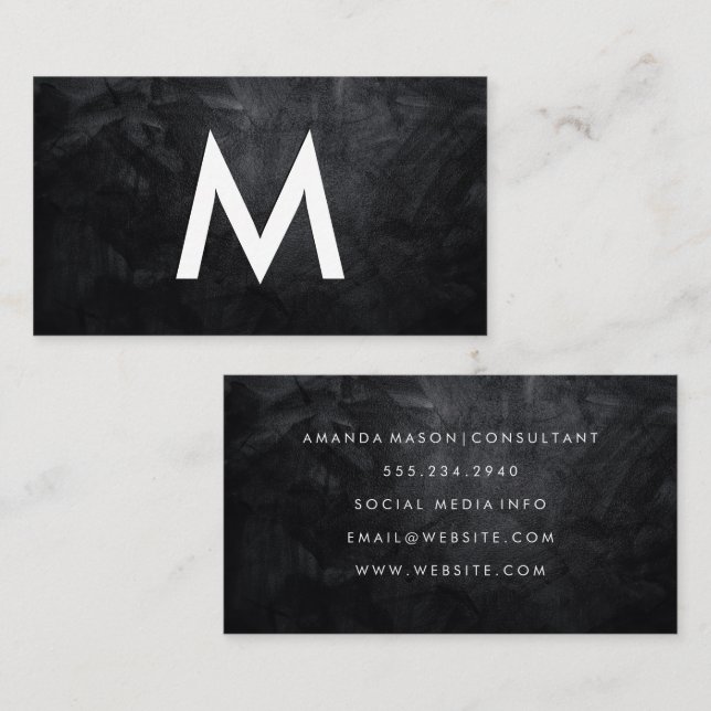 Monogram | Texture Black Business Card (Front/Back)