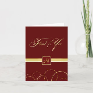 Monogram Thank You Cards - Burgundy & Gold