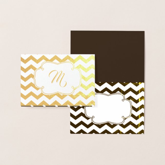 Monogram | Thank You | Chevron Stipes Foil Card (Display)