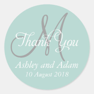 Monogram Thank You Wedding Favour Label