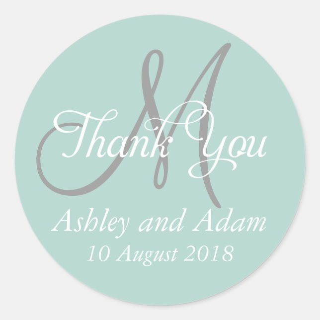 Monogram Thank You Wedding Favour Label (Front)