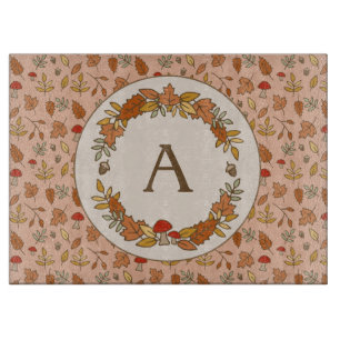 Monogram Thanksgiving Fall Leaves Cutting Board