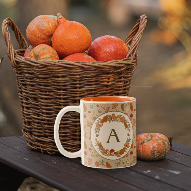 Monogram Thanksgiving Fall Leaves Mug (Creator Uploaded)