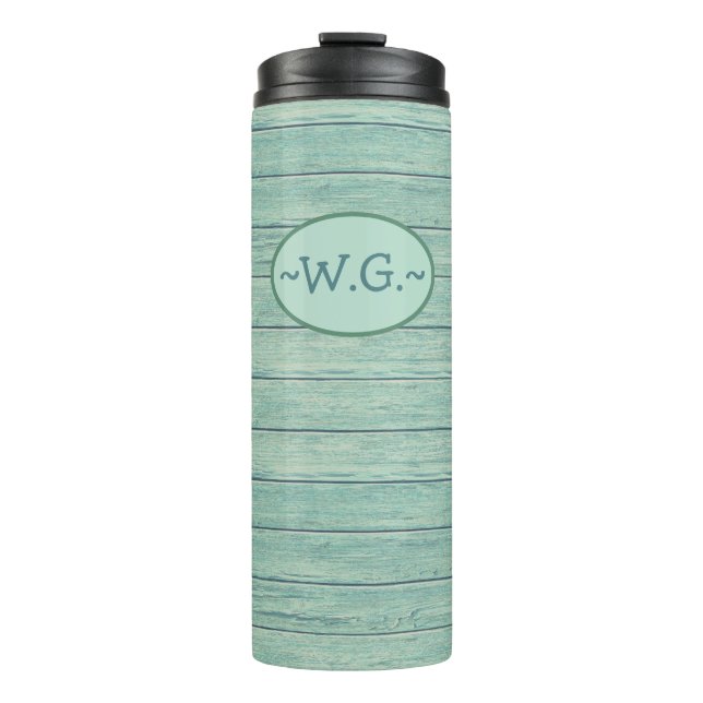Monogram Thermal TumbDriftwood Beach design.Jade Thermal Tumbler (Front)