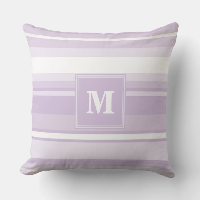 Monogram thistle purple stripes cushion (Front)