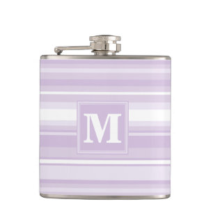 Monogram thistle purple stripes hip flask