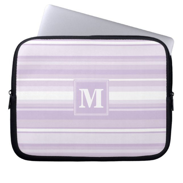 Monogram thistle purple stripes laptop sleeve (Front)