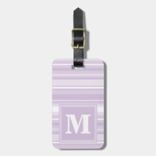 Monogram thistle purple stripes luggage tag