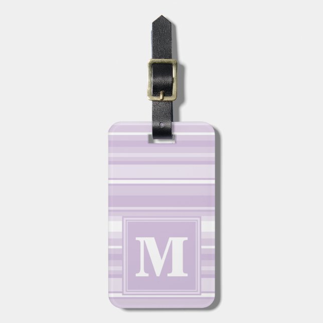 Monogram thistle purple stripes luggage tag (Front Vertical)