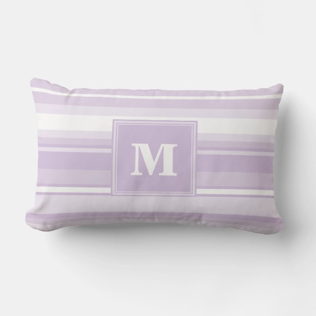 Monogram thistle purple stripes lumbar cushion (Front)