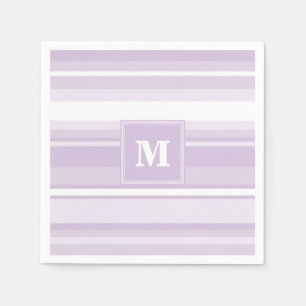 Monogram thistle purple stripes napkin