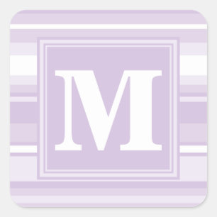 Monogram thistle purple stripes square sticker