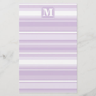Monogram thistle purple stripes stationery