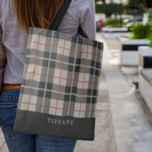 Monogram Thompson Camel Tartan Plaid Pattern Tote Bag