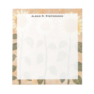 Monogram Three Cottagecore Terracotta Sunflowers Notepad
