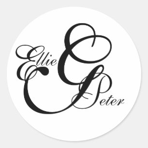 Monogram Three Letters & Names Wedding Sticker