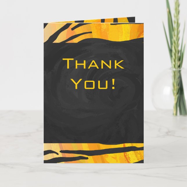 Monogram Tiger Black and Orange Print Pattern Card (Front)