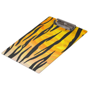 Monogram Tiger Black and Orange Print Pattern Clipboard