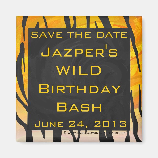 Monogram Tiger Black and Orange Print Pattern Magnet (Front)