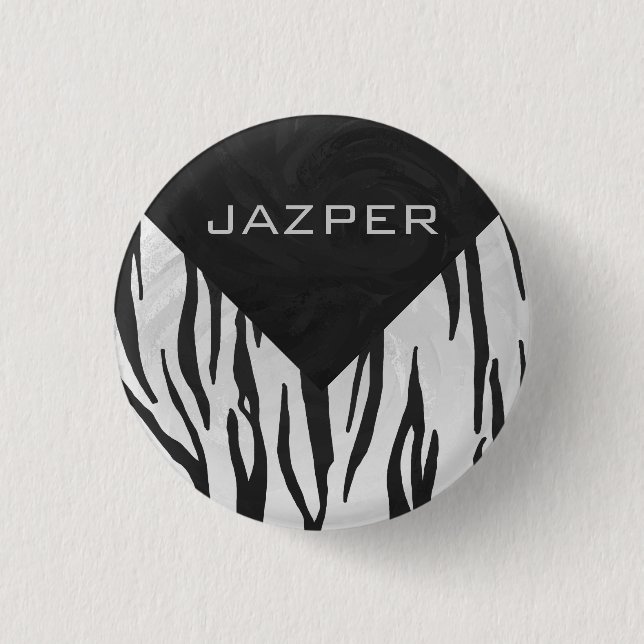 Monogram Tiger Black and White Print 3 Cm Round Badge (Front)