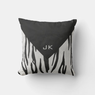 Monogram Tiger Black and White Print Cushion