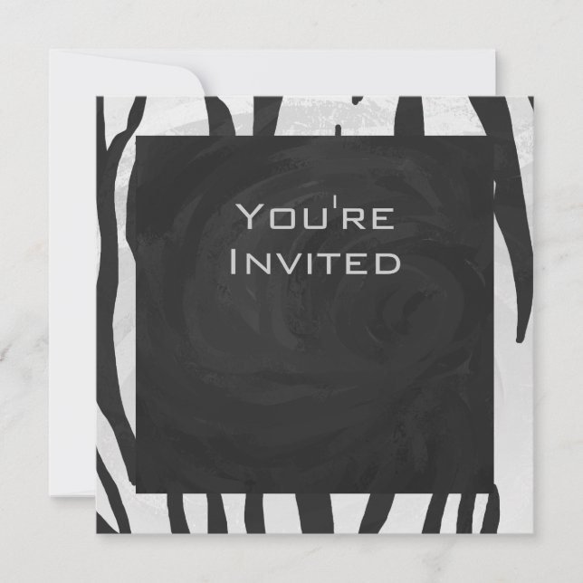 Monogram Tiger Black and White Print Invitation (Front)