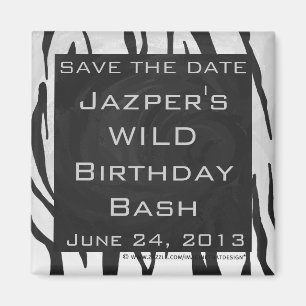 Monogram Tiger Black and White Print Magnet