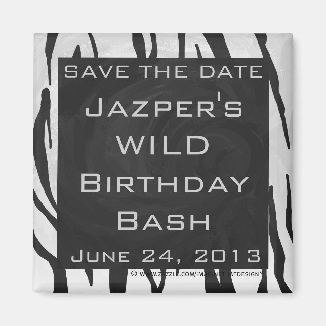 Monogram Tiger Black and White Print Magnet (Front)