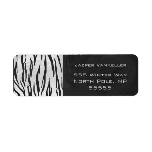 Monogram Tiger Black and White Print Return Address Label