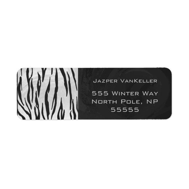 Monogram Tiger Black and White Print Return Address Label (Front)