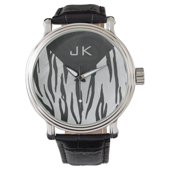 Monogram Tiger Black and White Print Watch (Front)