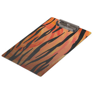 Monogram Tiger Hot Orange and Black Print Pattern Clipboard