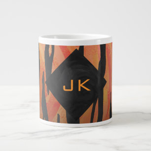 Monogram Tiger Hot Orange and Black Print Pattern Large Coffee Mug