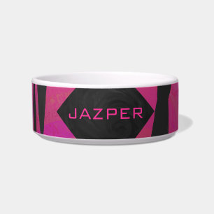 Monogram Tiger Hot Pink and Black Print Pattern Bowl