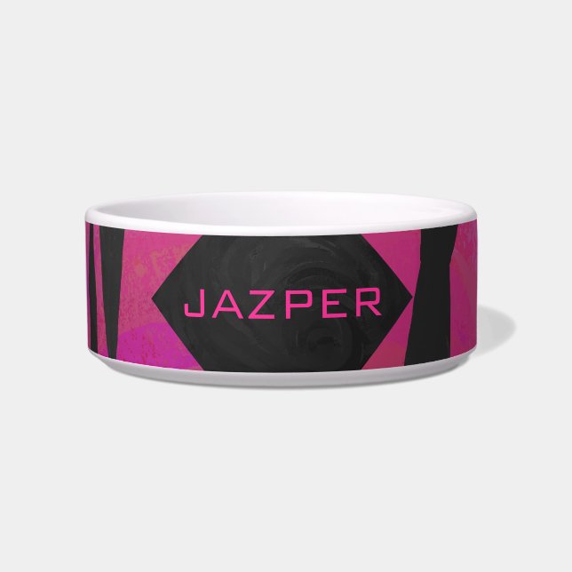 Monogram Tiger Hot Pink and Black Print Pattern Bowl (Front)