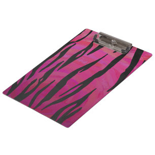 Monogram Tiger Hot Pink and Black Print Pattern Clipboard