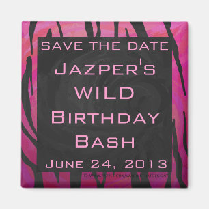 Monogram Tiger Hot Pink and Black Print Pattern Magnet