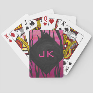 Monogram Tiger Hot Pink and Black Print Pattern Playing Cards