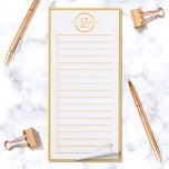 Monogram To Do List Minimalist Yellow Name Magnetic Notepad<br><div class="desc">Another classy notepad by JessicaAmber! You can now keep track of all your important tasks, in one easy location. This minimalist notebook in white features a yellow border, and text in a circle that says your name over a letter monogram. You can edit the text as needed. Tick off some...</div>
