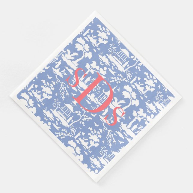 Monogram Toile Napkins (Corner)