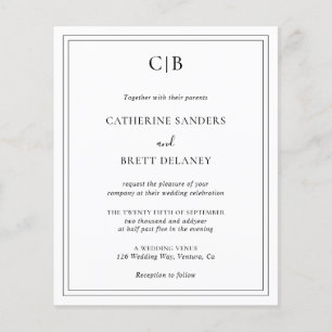 Monogram Traditional Budget Wedding Invitation Flyer